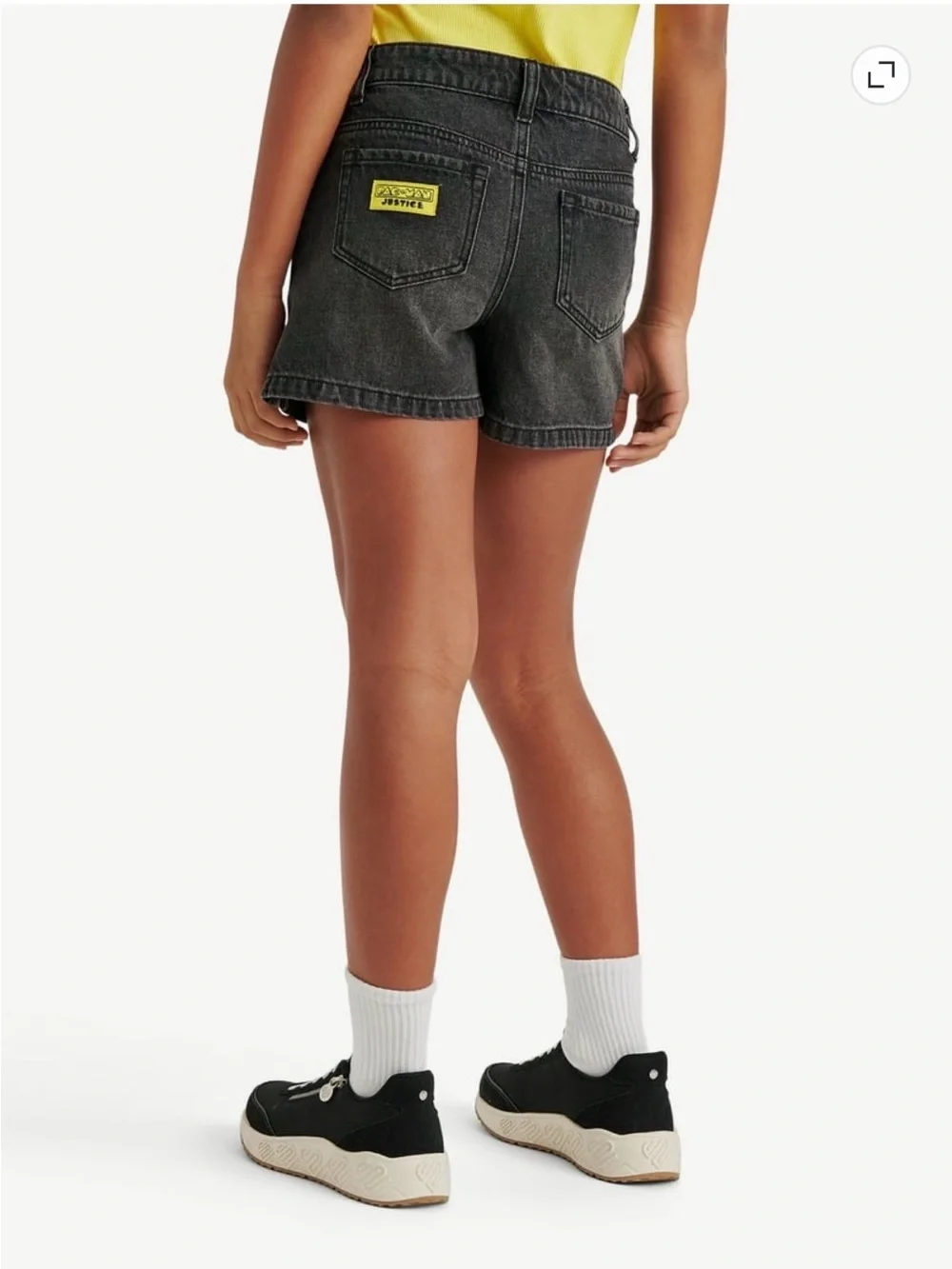 Justice Embellished Black Denim PAC-MAN Character Shorts size 14